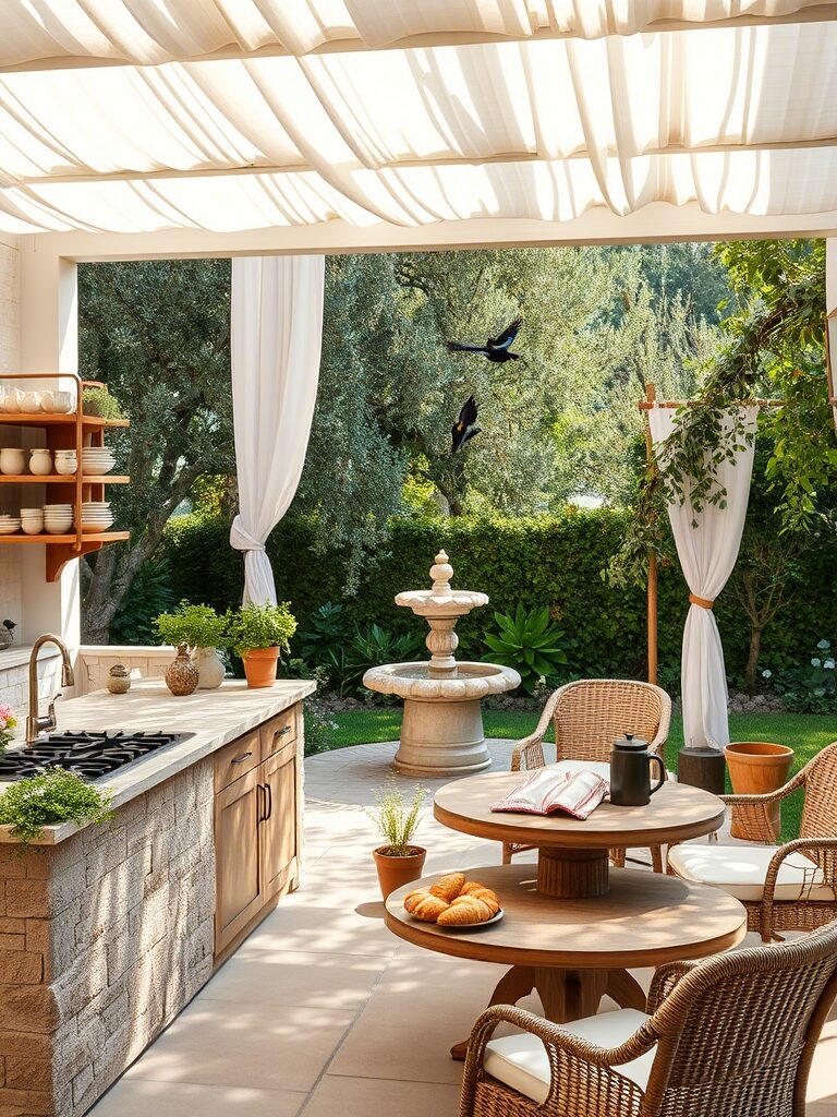 Outdoor Kitchen with a Breakfast Nook