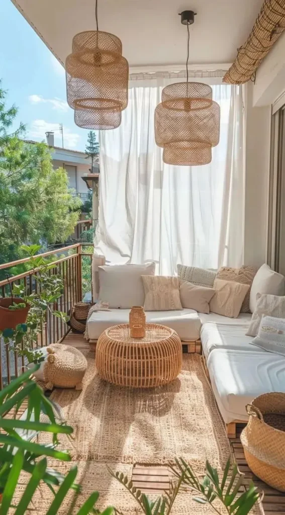 Boho Style Cozy Floor Seat Setup for the Balcony