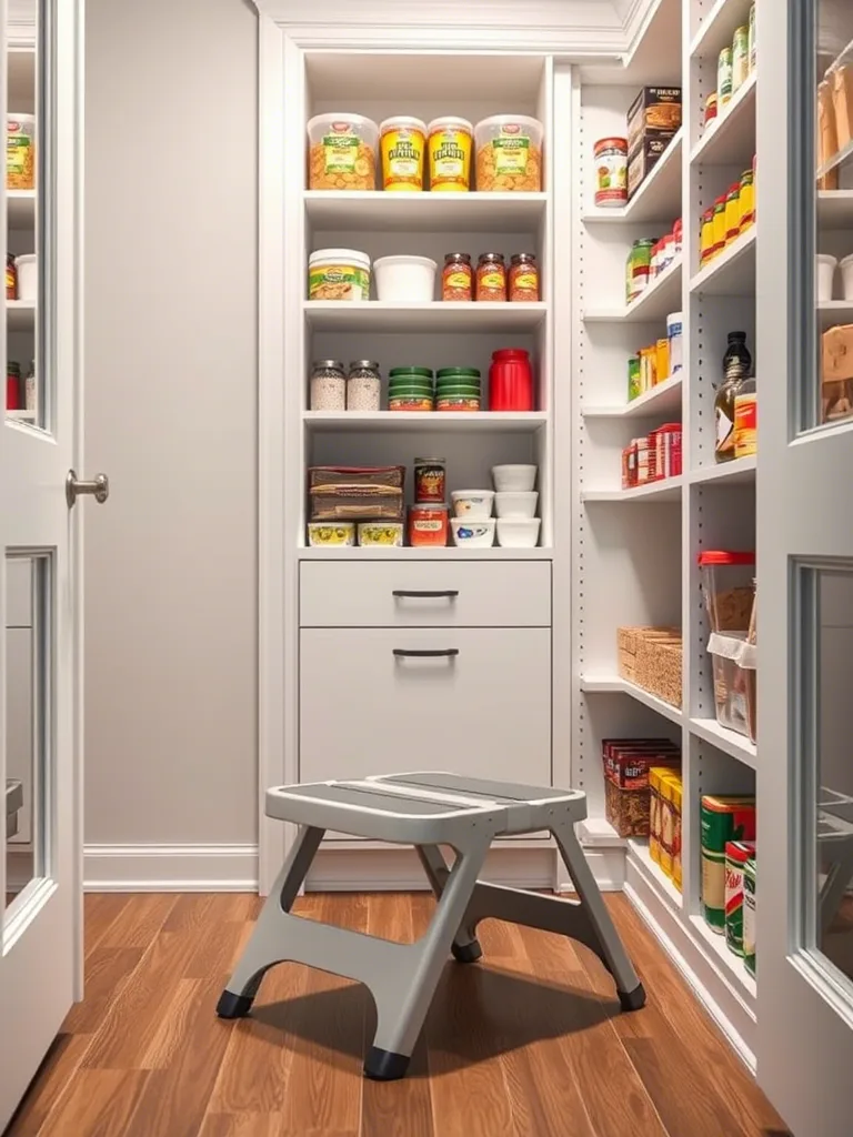 Step Stool inside the Walk in Pantry to reach higher Shelve