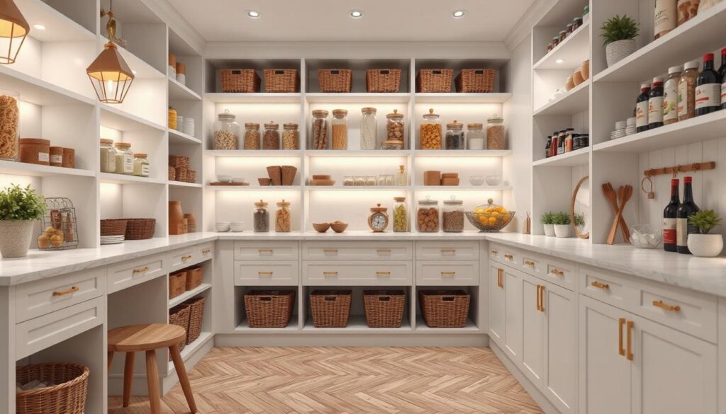 Well Organized Stunning Clutter Free Walk in Pantry