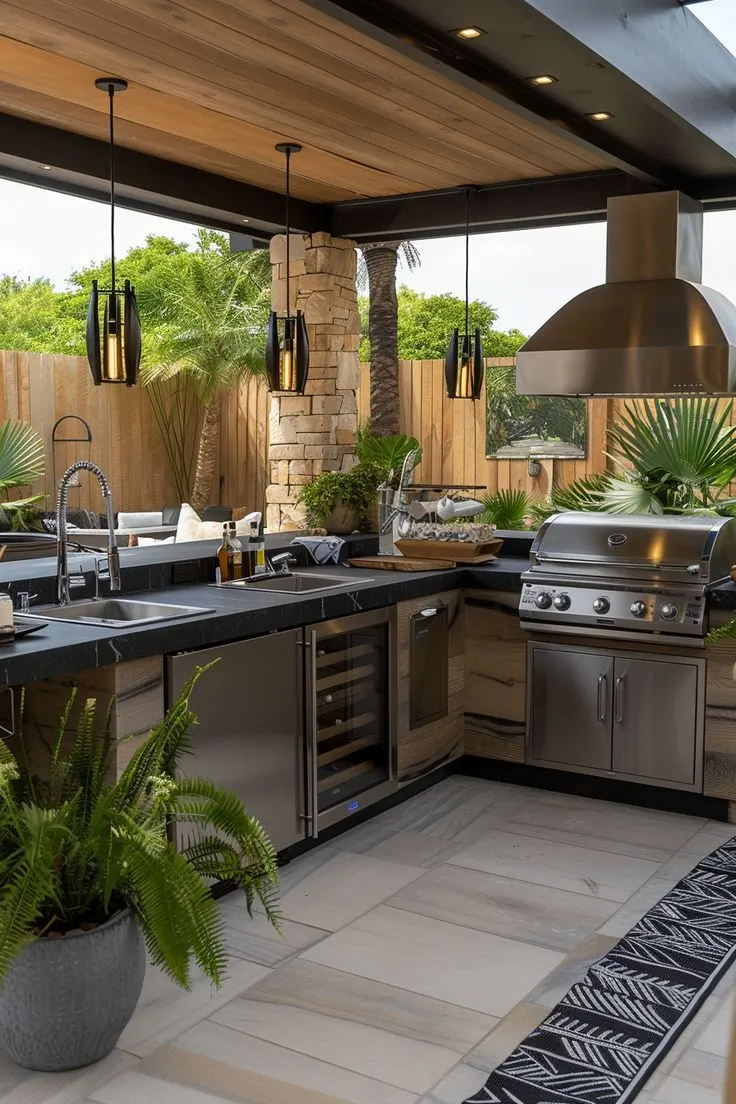 Outdoor Kitchen with a Grill