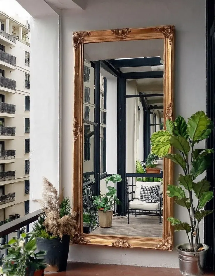 Mirrors as a decoration and  a Space Illusion of the Small Balcony 