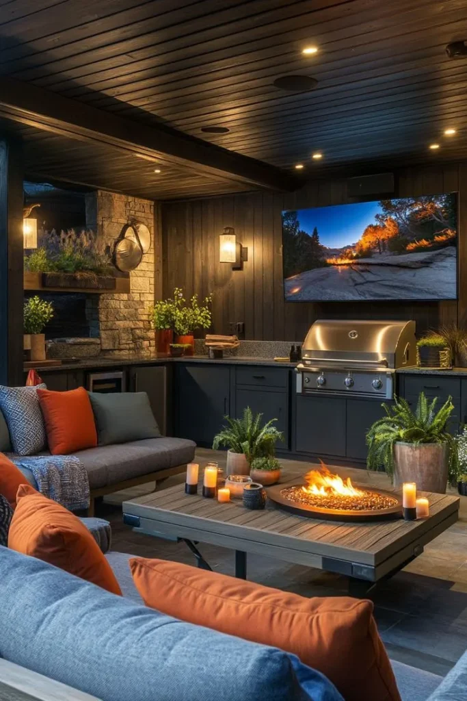 Outdoor Kitchen with a Movie Screen