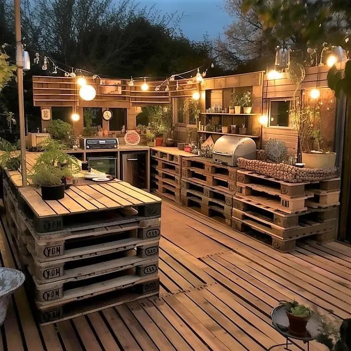 DIY Pallet Wood Outdoor Kitchen