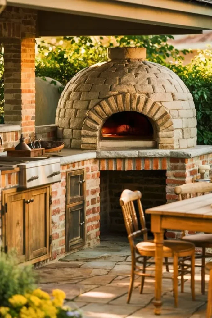 Outdoor Kitchen with Wood Pizza Oven