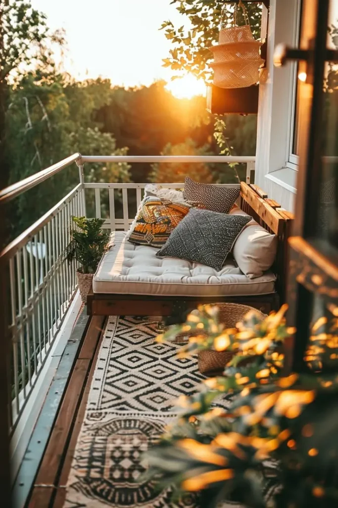 Outdoor Rug with Bold Patterns ON the Small Balcony