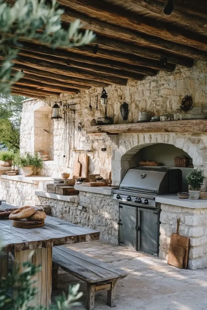 Rustic Stone Outdoor Kitchen