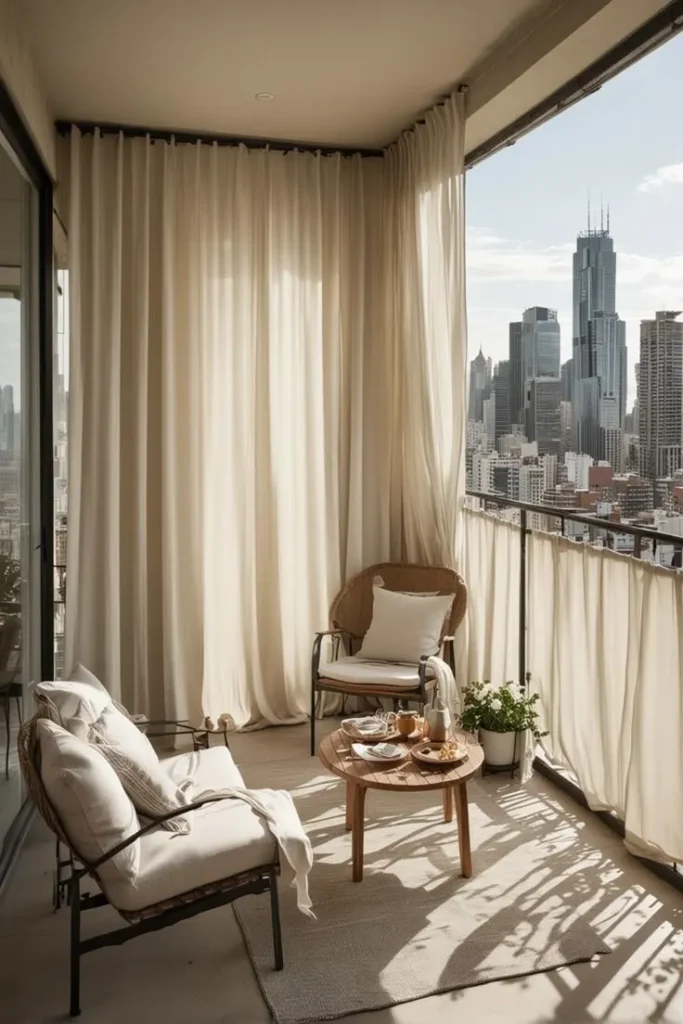 Sheer Curtains for Privacy and as a décor to the balcony