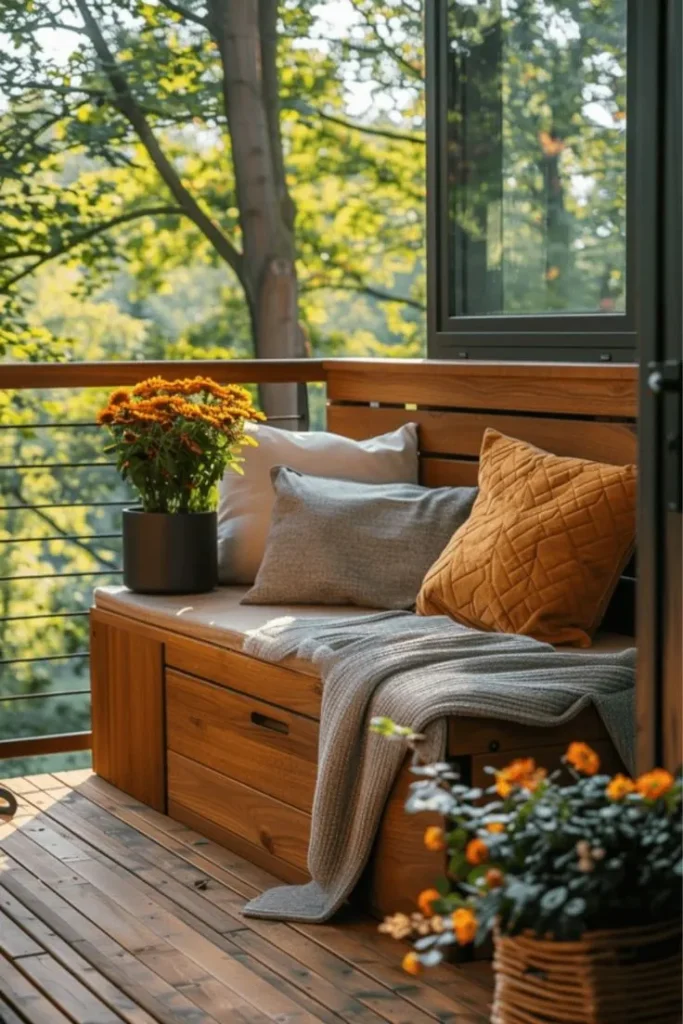 Small Balcony Seating with in Built Storage Unit