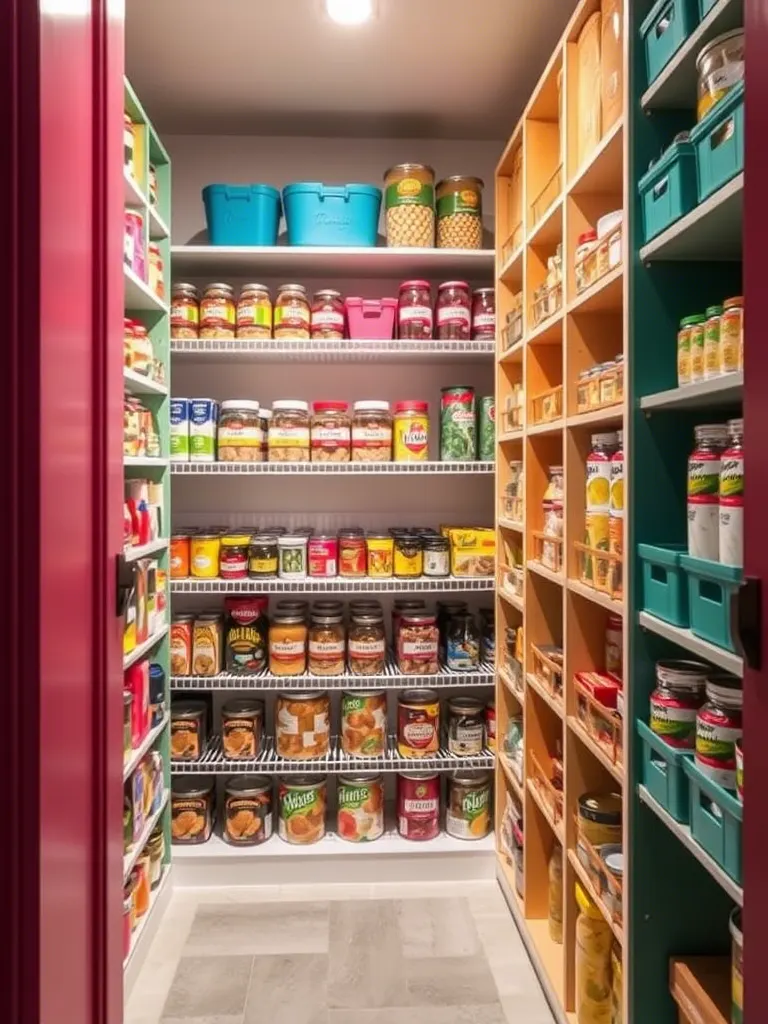 Walk in Pantry is Color Coded According to the Item Packaging Colors