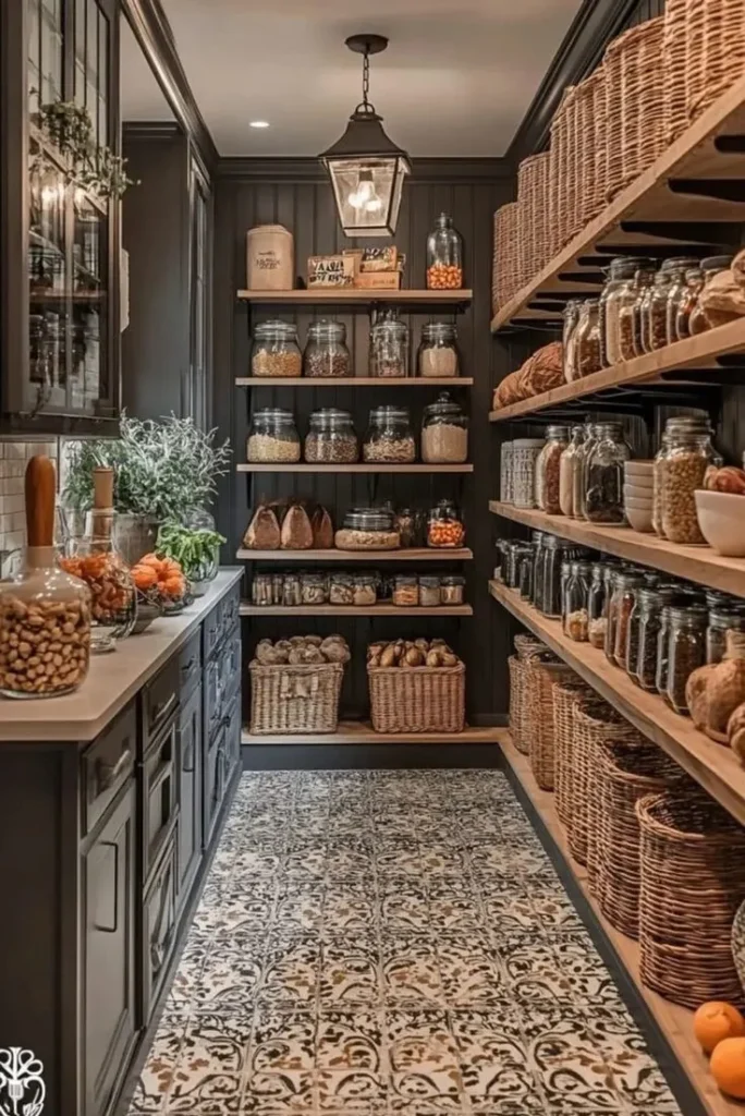 Walk in Pantry Built using Wood Shelve for Durability