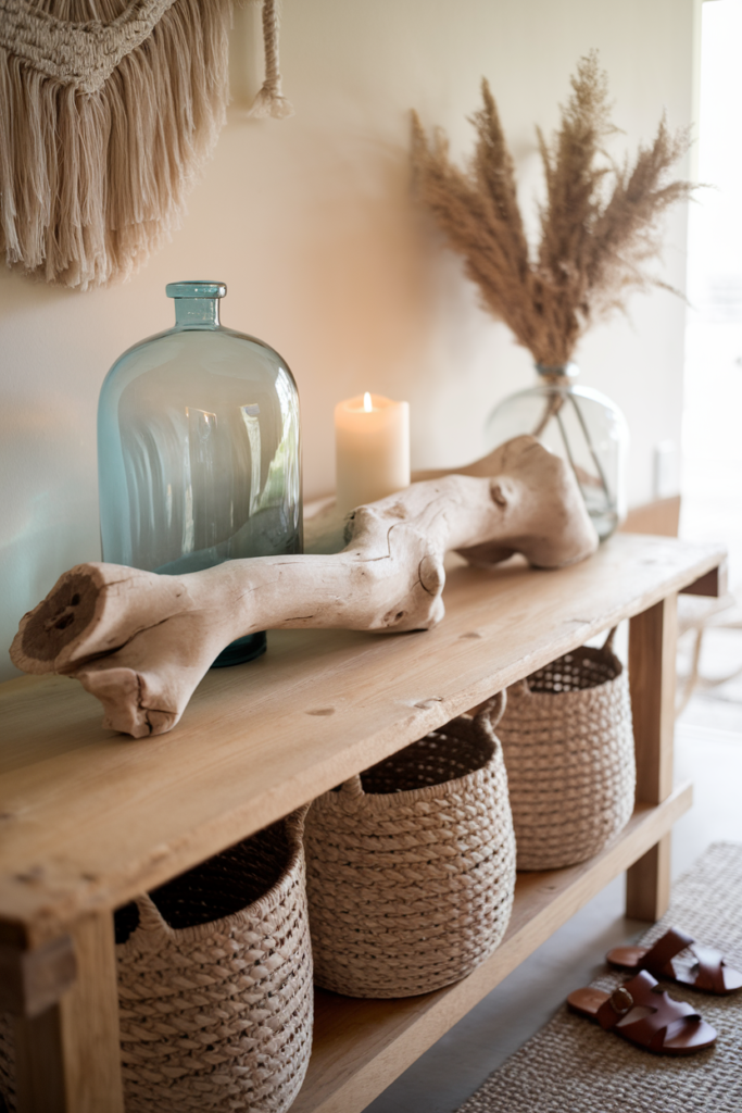 Coastal Summer Vignette in the Entryway