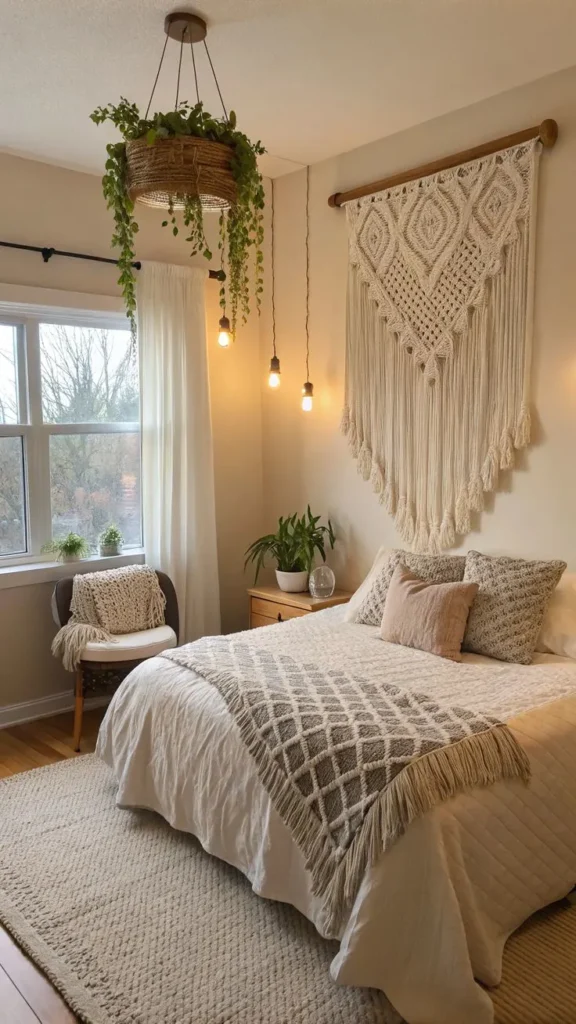 Macrame Bedroom Wall Hangers use as decorations for boho style bedroom