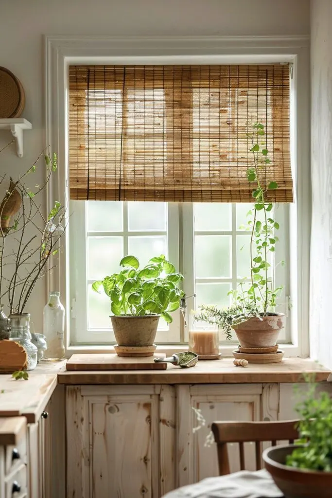 Bamboo Blinds for Kitchen Window Cover