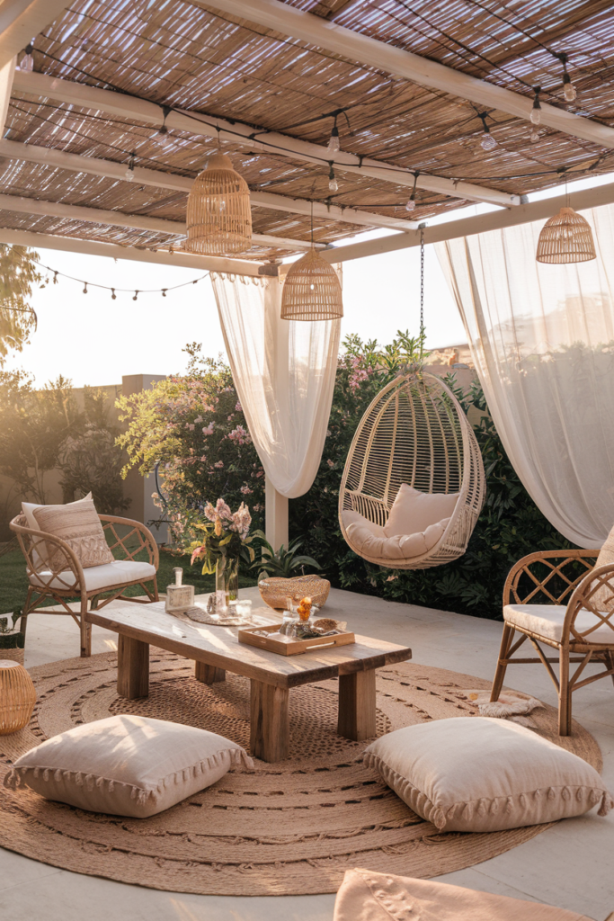 Boho Style Lounge Area Setup for Summer