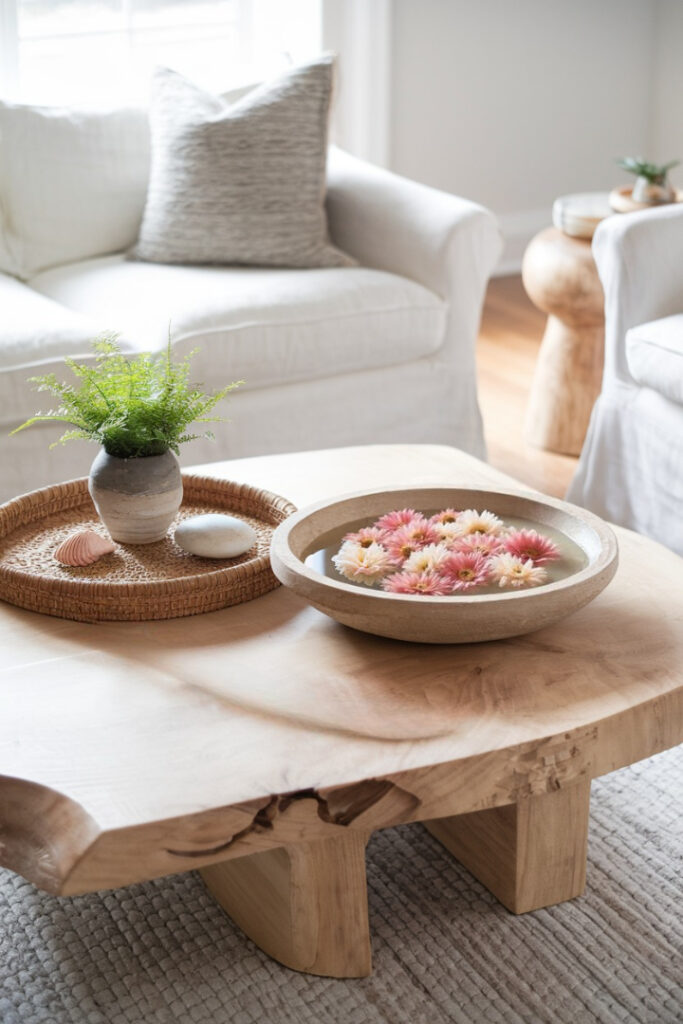 Living room Coffee Table Centerpiece , Floating Flower Bowl for the summer season
