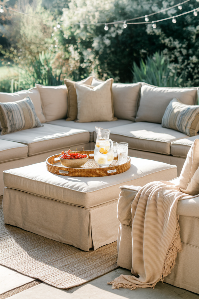 Deep Seated sunbrella Fabric Cushion Couch in the Patio