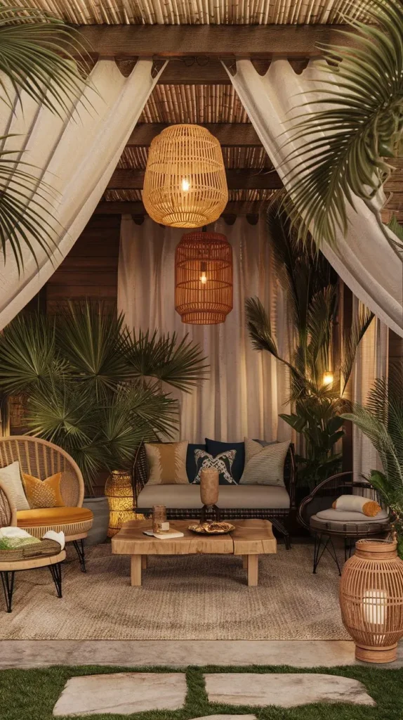 Boho Style Summer Patio Lounge Light Setup