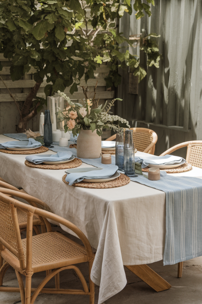 Minimalist Backyard Summer Dining Table Set up