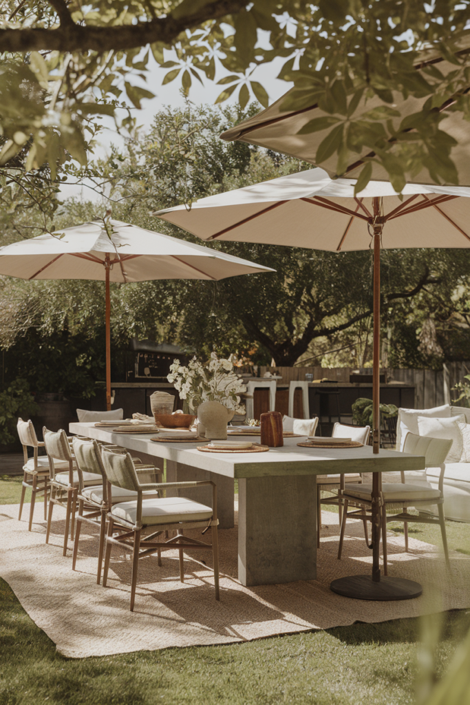 Minimalist Backyard Summer Dining Table Set up