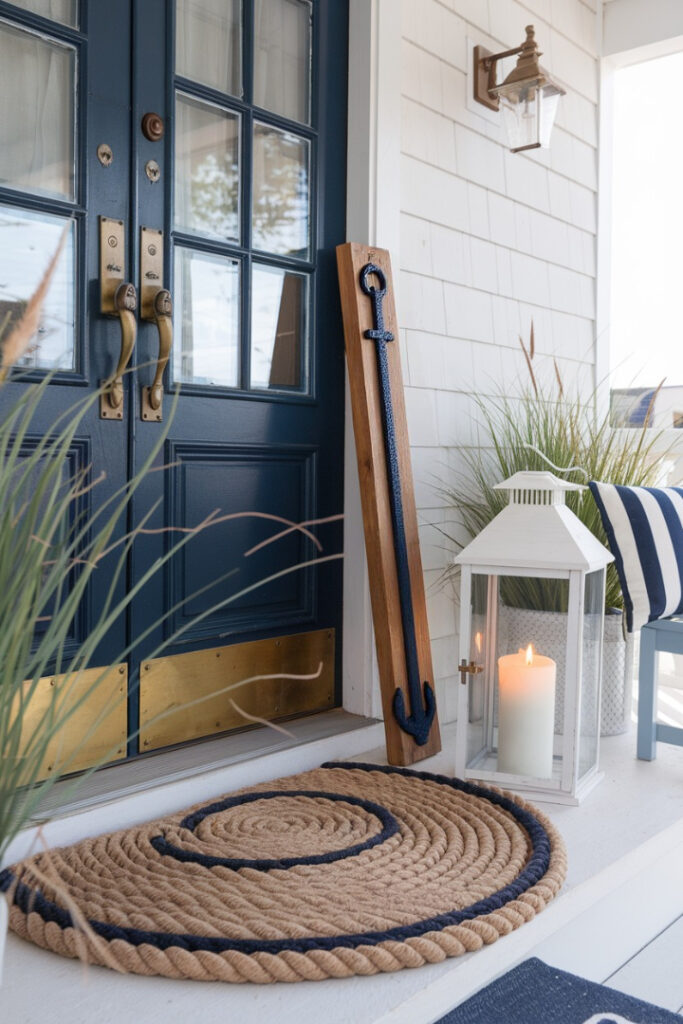 Nautical Rope Doormat in a Coastal style Summer Porch