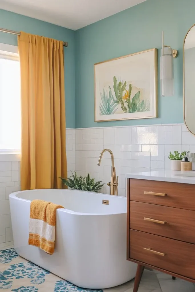 Bathroom Decorated to match the Summer Vibe