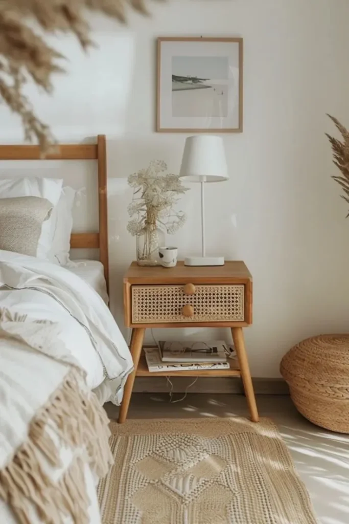 Minimalist Bedside table style matches for the summer vibe
