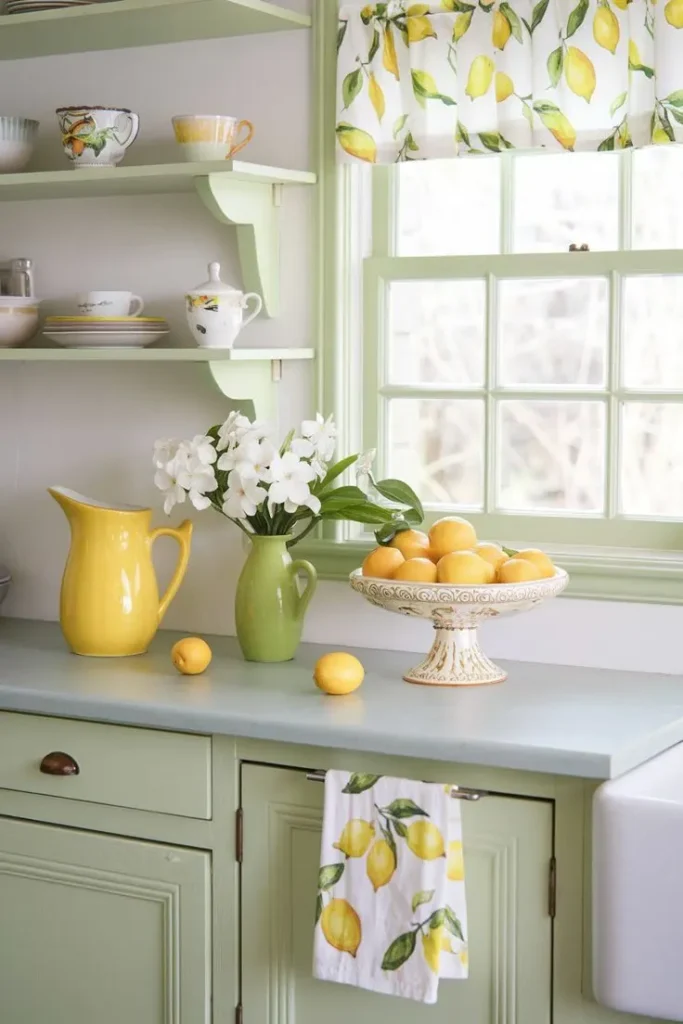 Kitchen that is Decorated for the Summer