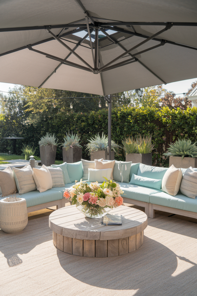 cantilever umbrella in the Patio Summer Lounge Area