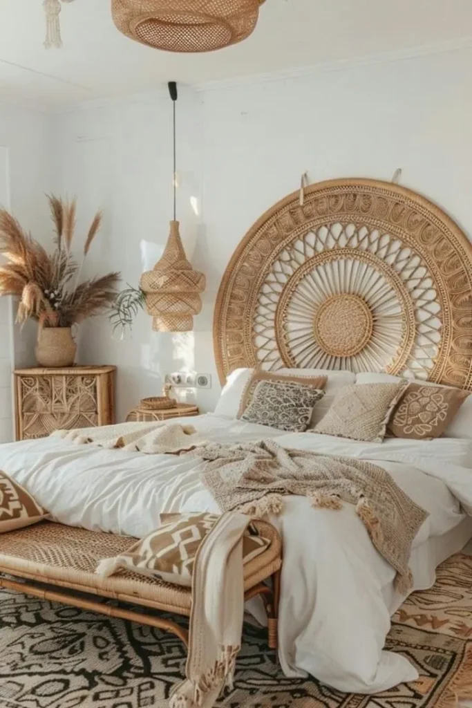 Wicker Headboard for the Boho Style Bedroom