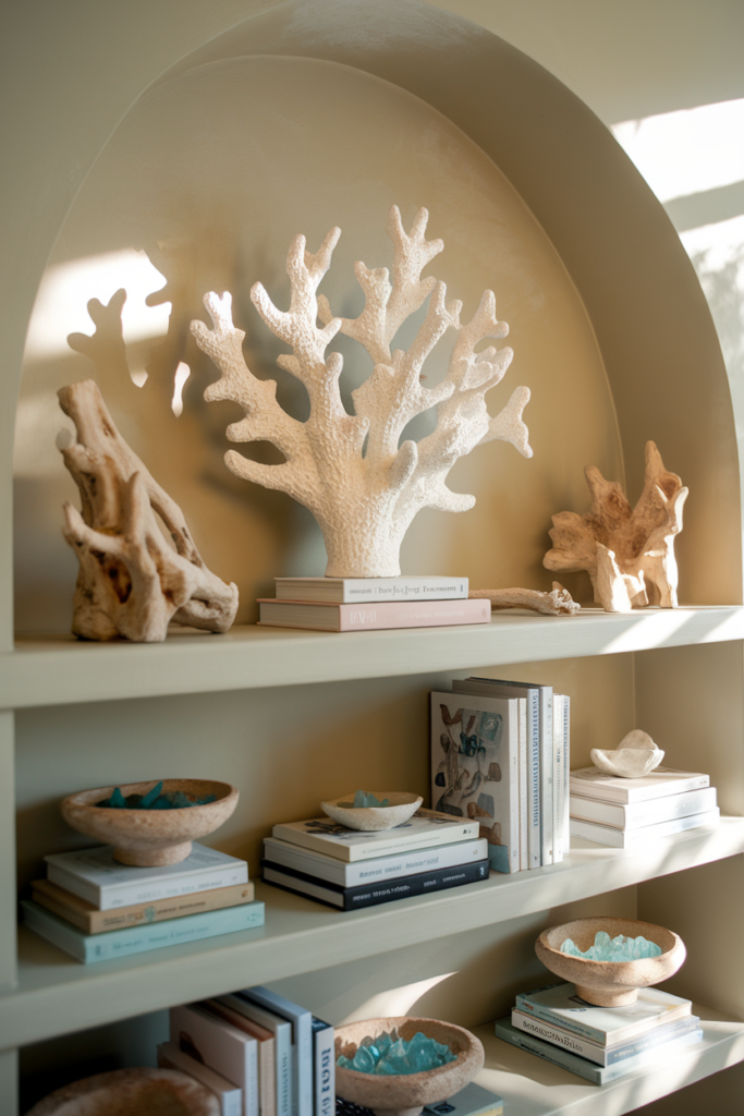 coral shapes with air-dry clay or plaster for chic, faux-coral display pieces.