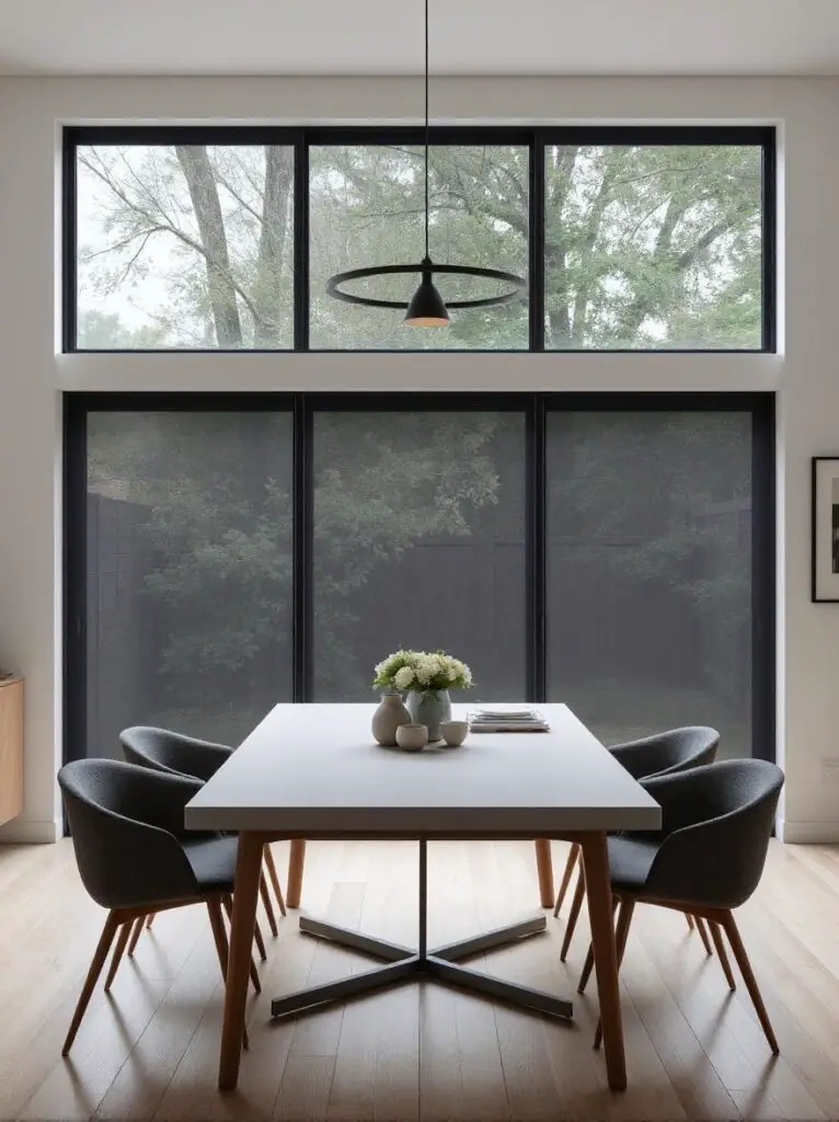 Minimal magnetic window covers on a small bathroom window, offering sleek, removable privacy.