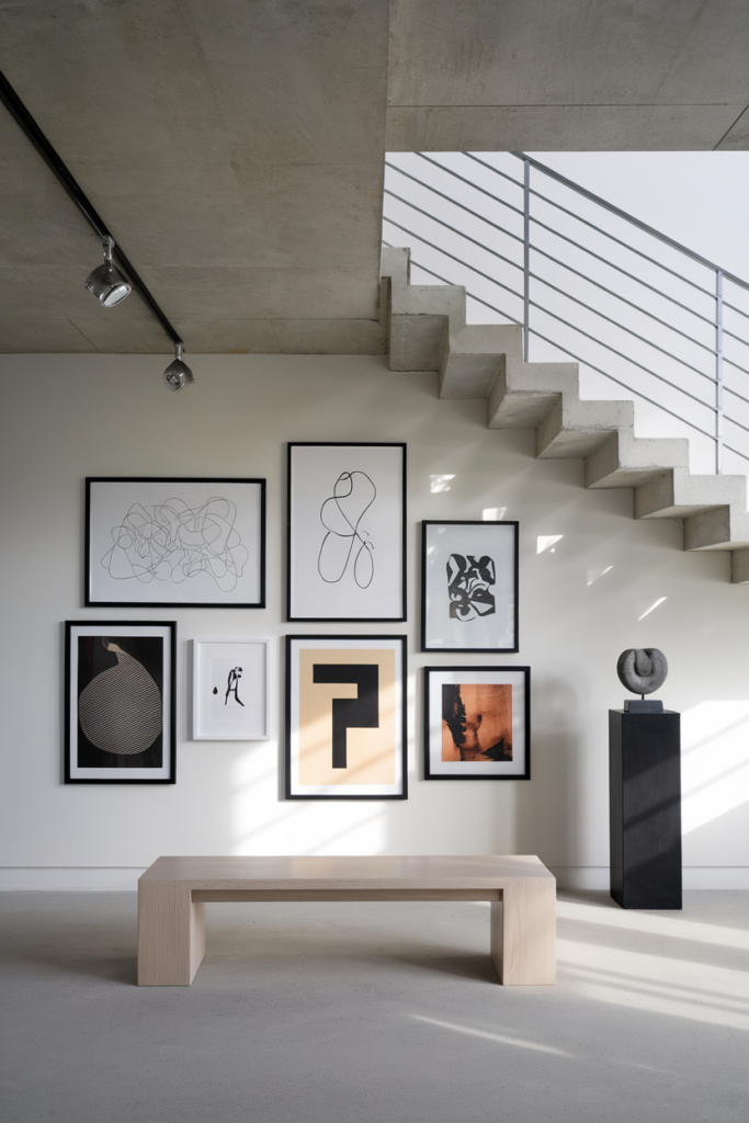 Under the Stairs Abstract Art Gallery as a Decor 