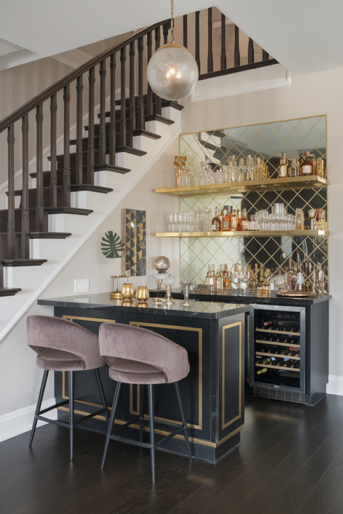 Modern Style Home Bar Area Under the Stairs 