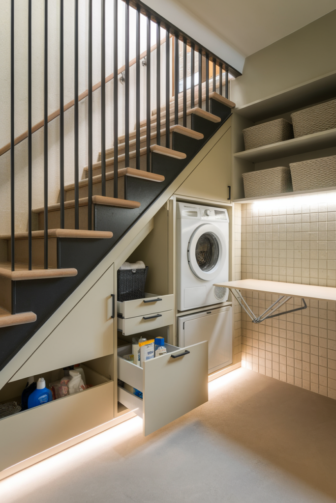 Laundry Station Under the Stairs 