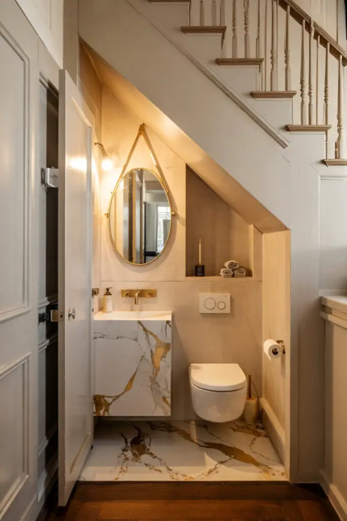 Powder Room for Guests Under the Stairs 
