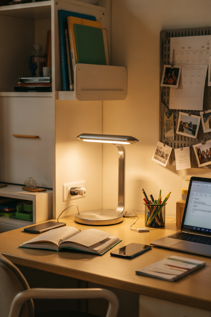 Desk Lamp with USB Ports that are Ideal for studying and charging devices same time 
