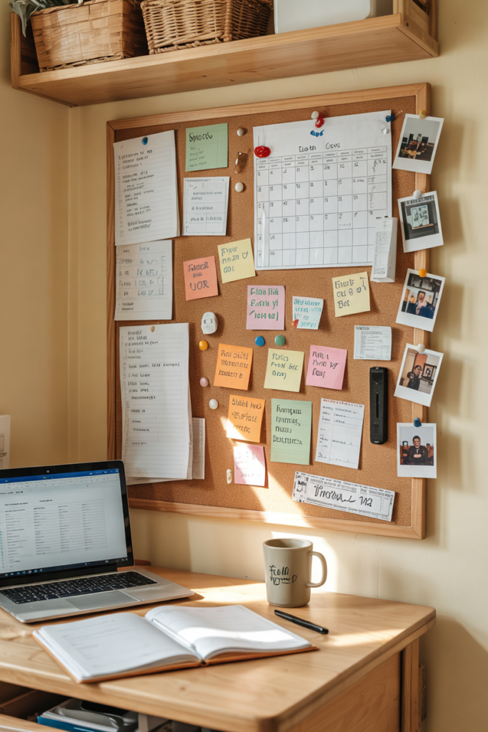 Corkboard for dorm room reminders